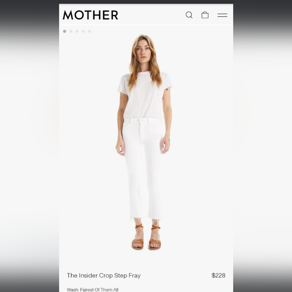 Mother jeans Insider Crop Step Fray White size 27
